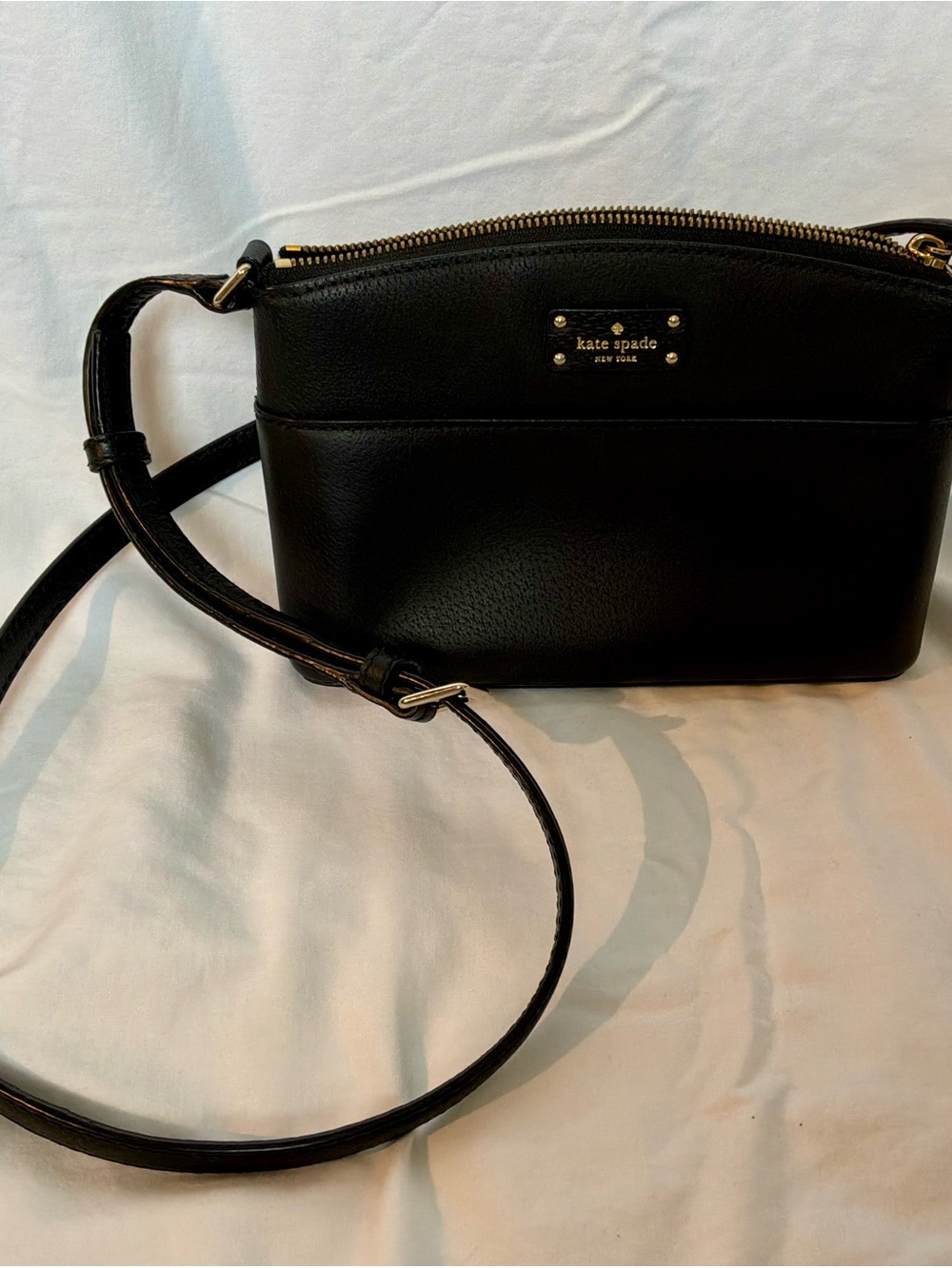 Kate Spade Black Leather Crossbody with Gold Hardware